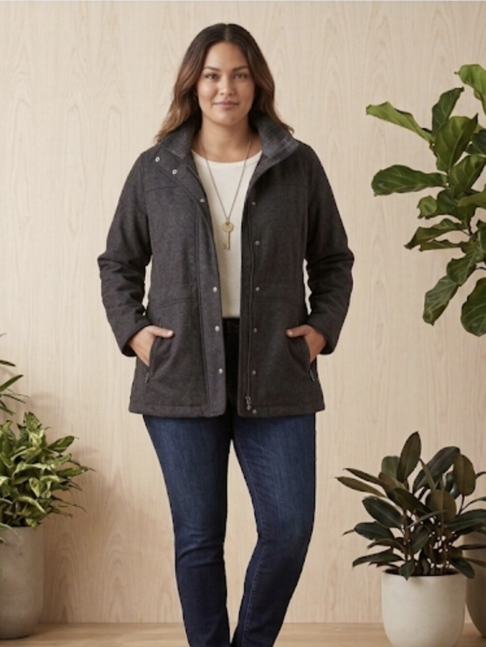 Eddie Bauer Women’s Large Charcoal Sweater Fleece Coat
